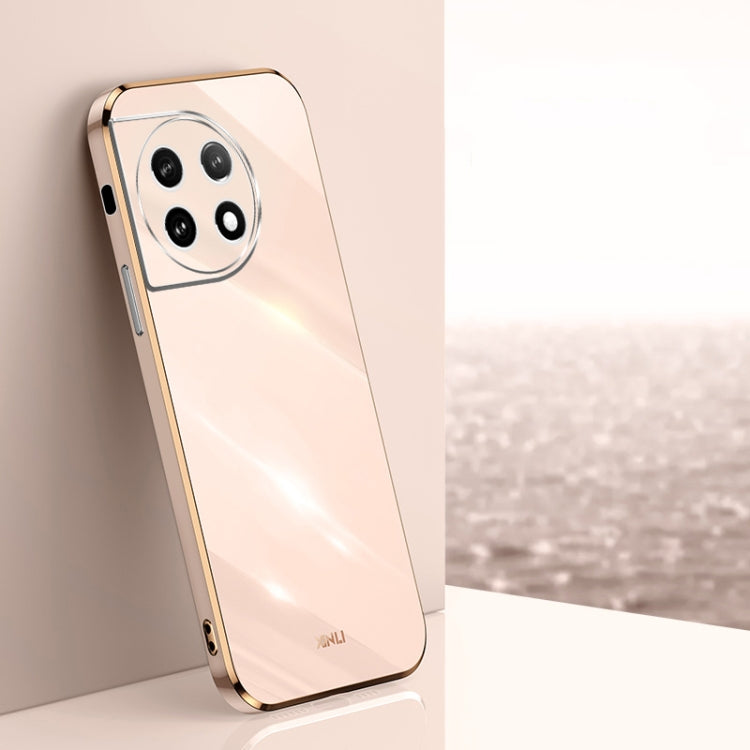 For OnePlus 11 XINLI Straight Edge 6D Electroplate TPU Phone Case(Pink) by XINLI