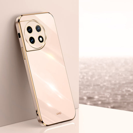 For OnePlus Ace 2 XINLI Straight Edge 6D Electroplate TPU Phone Case(Pink) by XINLI