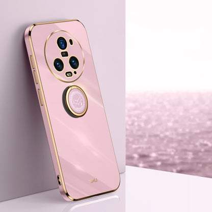 For Honor Magic5 Pro 5G XINLI Straight Edge 6D Electroplate TPU Phone Case with Ring Holder(Cherry Purple) by XINLI