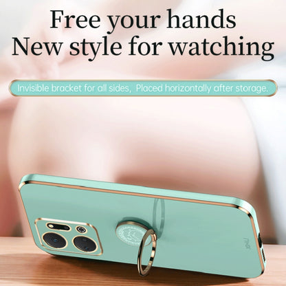 For Honor X7a 2023 XINLI Straight Edge 6D Electroplate TPU Phone Case with Ring Holder(Cherry Purple) by XINLI