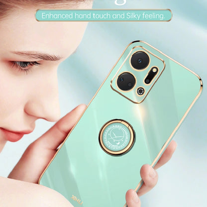 For Honor X7a 2023 XINLI Straight Edge 6D Electroplate TPU Phone Case with Ring Holder(Pink) by XINLI
