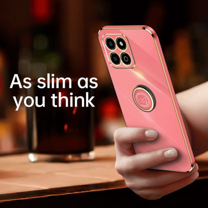 For Honor X8a 2023 XINLI Straight Edge 6D Electroplate TPU Phone Case with Ring Holder(Mint Green) by XINLI