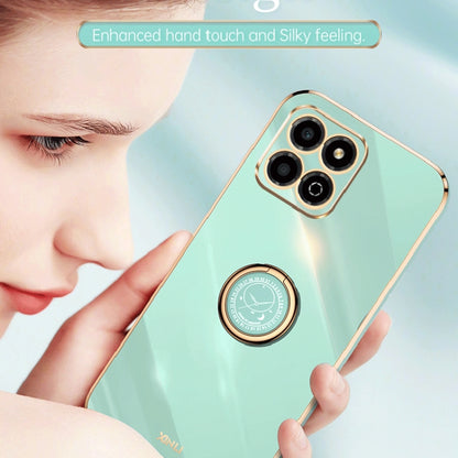 For Honor X8a 2023 XINLI Straight Edge 6D Electroplate TPU Phone Case with Ring Holder(Mint Green) by XINLI