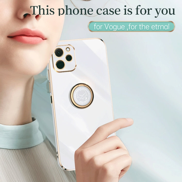 For Huawei nova Y61 XINLI Straight Edge 6D Electroplate TPU Phone Case with Ring Holder(Black) by XINLI