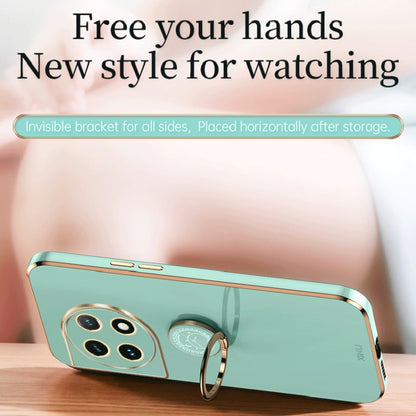 For OnePlus Ace 2 XINLI Straight Edge 6D Electroplate TPU Phone Case with Ring Holder(Black) by XINLI