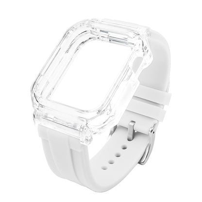 Crystal Clear Polycarbonate Case Silicone Watch Band For Apple Watch Series 9&8&7 45mm / SE 3&SE 2&6&SE&5&4 44mm / 3&2&1 42mm(White) by bashfashion