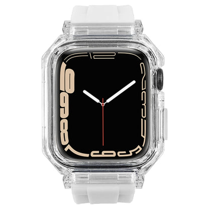 Crystal Clear Polycarbonate Case Silicone Watch Band For Apple Watch Series 9&8&7 45mm / SE 3&SE 2&6&SE&5&4 44mm / 3&2&1 42mm(White) by bashfashion