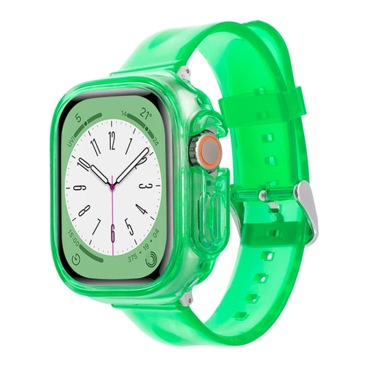 For Apple Watch Ultra 3 / 2 / 1 49mm Glacier Jelly Clear TPU Case Watch Band(Emerald Green) by bashfashion