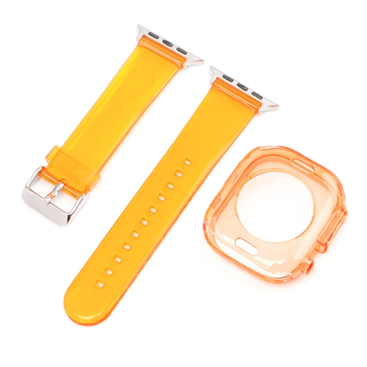 For Apple Watch Ultra 3 / 2 / 1 49mm Glacier Jelly Clear TPU Case Watch Band(Orange) by bashfashion