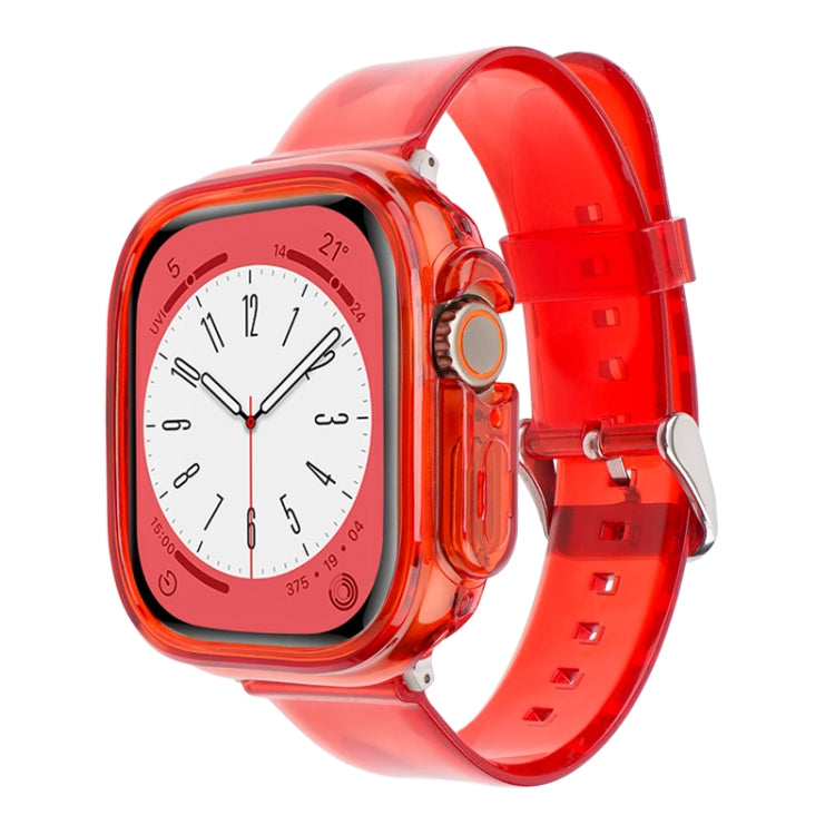For Apple Watch Ultra 3 / 2 / 1 49mm Glacier Jelly Clear TPU Case Watch Band(Red) by bashfashion