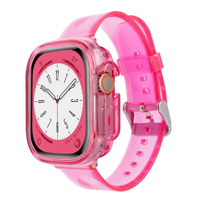 For Apple Watch Ultra 3 / 2 / 1 49mm Glacier Jelly Clear TPU Case Watch Band(Rose Red) by bashfashion