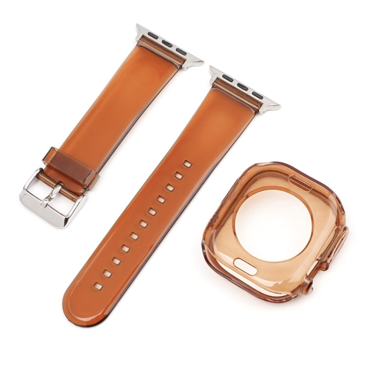 For Apple Watch Ultra 3 / 2 / 1 49mm Glacier Jelly Clear TPU Case Watch Band(Brown) by bashfashion