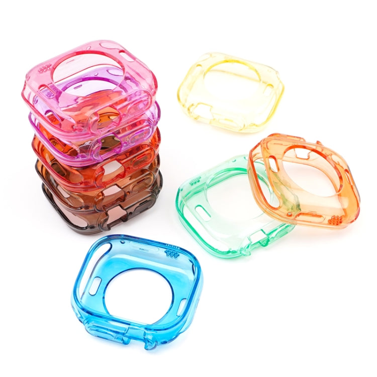 For Apple Watch Ultra 3 / 2 / 1 49mm Glacier Jelly Clear TPU Case Watch Band(Blue Green) by bashfashion