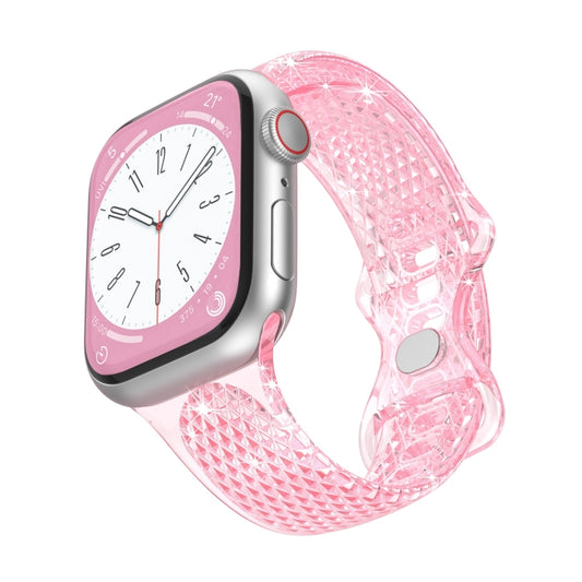 Diamond Pattern Clear TPU Watch Band For Apple Watch Series 9&8&7 41mm / SE 3&SE 2&6&SE&5&4 40mm / 3&2&1 38mm(Pink) by bashfashion