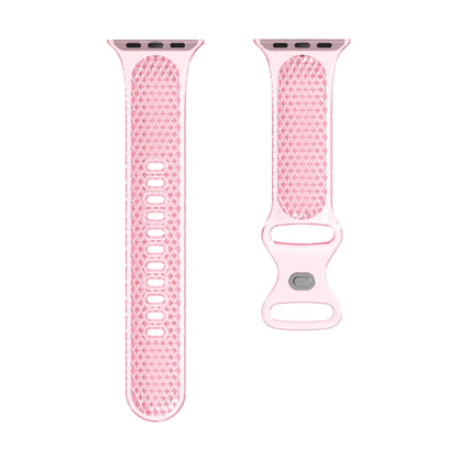 Diamond Pattern Clear TPU Watch Band For Apple Watch Series 9&8&7 41mm / SE 3&SE 2&6&SE&5&4 40mm / 3&2&1 38mm(Pink) by bashfashion