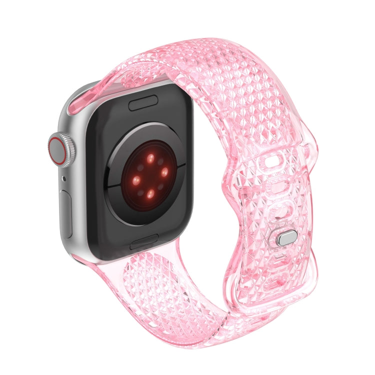 Diamond Pattern Clear TPU Watch Band For Apple Watch Series 9&8&7 41mm / SE 3&SE 2&6&SE&5&4 40mm / 3&2&1 38mm(Pink) by bashfashion