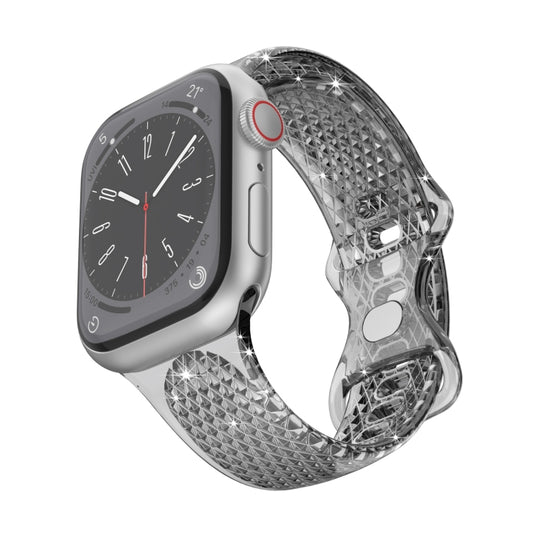 Diamond Pattern Clear TPU Watch Band For Apple Watch Series 9&8&7 41mm / SE 3&SE 2&6&SE&5&4 40mm / 3&2&1 38mm(Black) by bashfashion