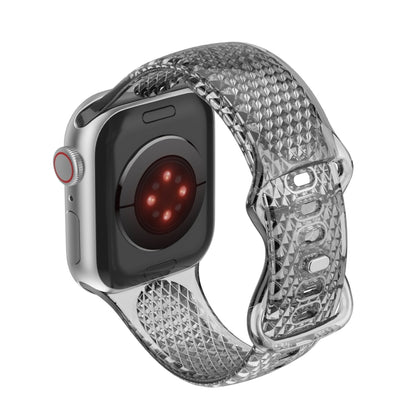 Diamond Pattern Clear TPU Watch Band For Apple Watch Series 9&8&7 41mm / SE 3&SE 2&6&SE&5&4 40mm / 3&2&1 38mm(Black) by bashfashion
