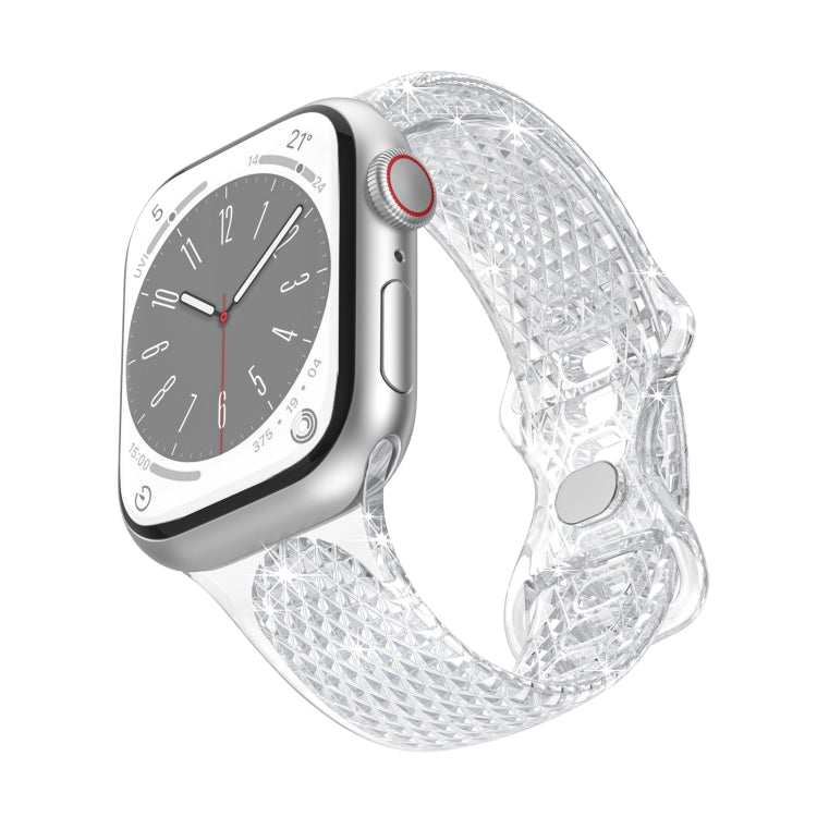 Diamond Pattern Clear TPU Watch Band For Apple Watch Series 9&8&7 41mm / SE 3&SE 2&6&SE&5&4 40mm / 3&2&1 38mm(Transparent) by bashfashion