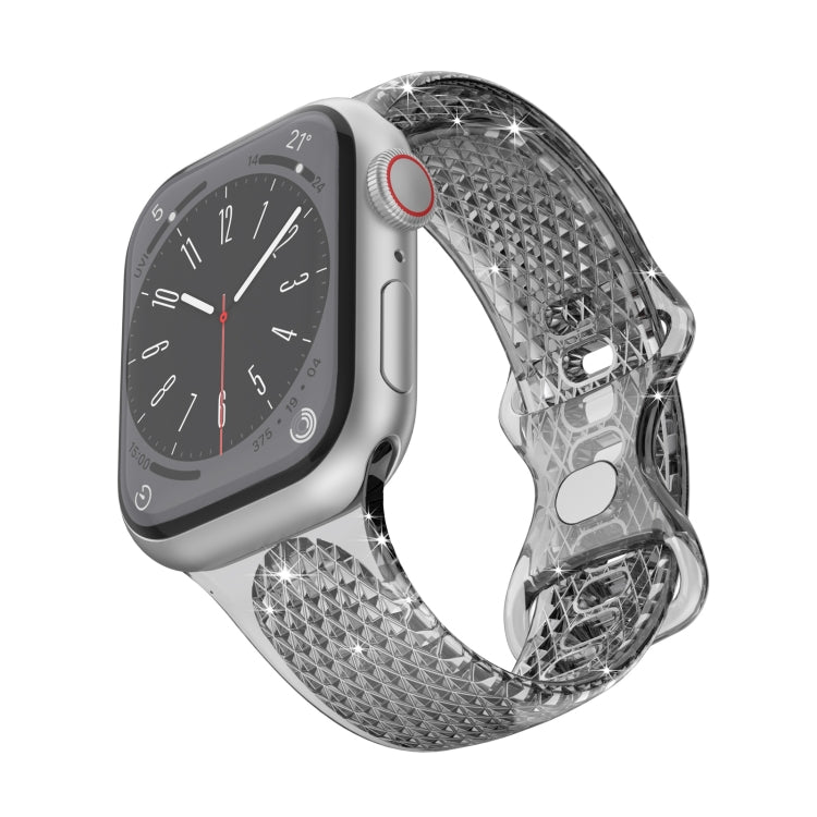 Diamond Pattern Clear TPU Watch Band For Apple Watch Ultra 49mm&Watch Ultra 2 49mm / Series 9&8&7 45mm / SE 3&SE 2&6&SE&5&4 44mm / 3&2&1 42mm(Black) by bashfashion