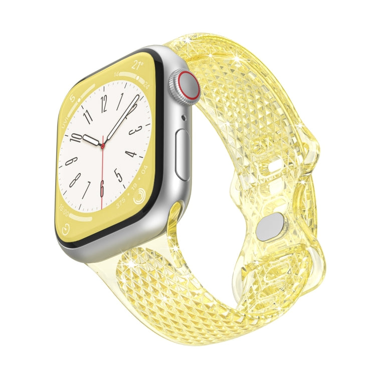 Diamond Pattern Clear TPU Watch Band For Apple Watch Ultra 49mm&Watch Ultra 2 49mm / Series 9&8&7 45mm / SE 3&SE 2&6&SE&5&4 44mm / 3&2&1 42mm(Yellow) by bashfashion