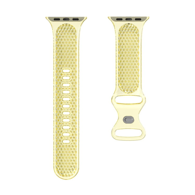 Diamond Pattern Clear TPU Watch Band For Apple Watch Ultra 49mm&Watch Ultra 2 49mm / Series 9&8&7 45mm / SE 3&SE 2&6&SE&5&4 44mm / 3&2&1 42mm(Yellow) by bashfashion
