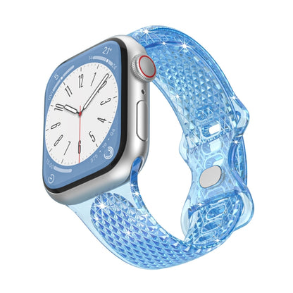 Diamond Pattern Clear TPU Watch Band For Apple Watch Ultra 49mm&Watch Ultra 2 49mm / Series 9&8&7 45mm / SE 3&SE 2&6&SE&5&4 44mm / 3&2&1 42mm(Blue) by bashfashion