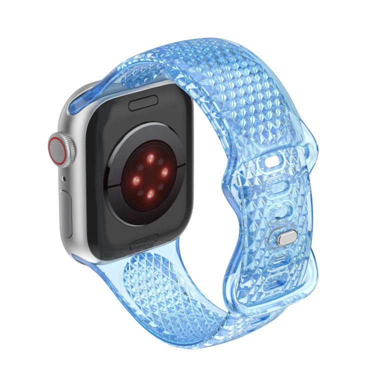 Diamond Pattern Clear TPU Watch Band For Apple Watch Ultra 49mm&Watch Ultra 2 49mm / Series 9&8&7 45mm / SE 3&SE 2&6&SE&5&4 44mm / 3&2&1 42mm(Blue) by bashfashion