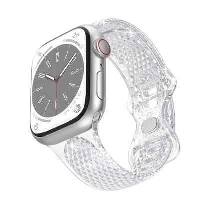 Diamond Pattern Clear TPU Watch Band For Apple Watch Ultra 49mm&Watch Ultra 2 49mm / Series 9&8&7 45mm / SE 3&SE 2&6&SE&5&4 44mm / 3&2&1 42mm(Transparent) by bashfashion