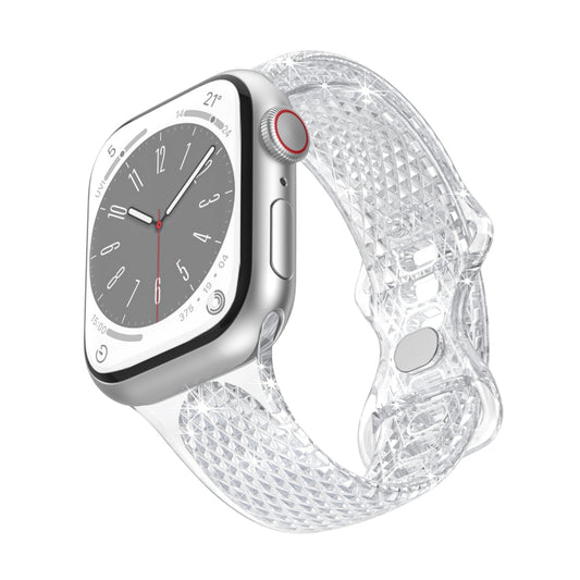 Diamond Pattern Clear TPU Watch Band For Apple Watch Ultra 49mm&Watch Ultra 2 49mm / Series 9&8&7 45mm / SE 3&SE 2&6&SE&5&4 44mm / 3&2&1 42mm(Transparent) by bashfashion