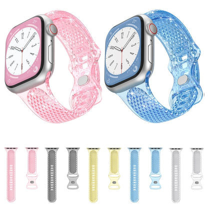 Diamond Pattern Clear TPU Watch Band For Apple Watch Ultra 49mm&Watch Ultra 2 49mm / Series 9&8&7 45mm / SE 3&SE 2&6&SE&5&4 44mm / 3&2&1 42mm(Pink) by bashfashion