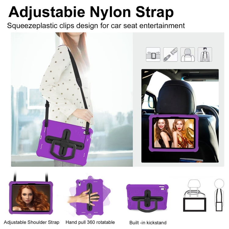 For iPad 2025 / 2022 Shield 360 Rotation Handle EVA Shockproof PC Tablet Case(Purple Black) by bashfashion