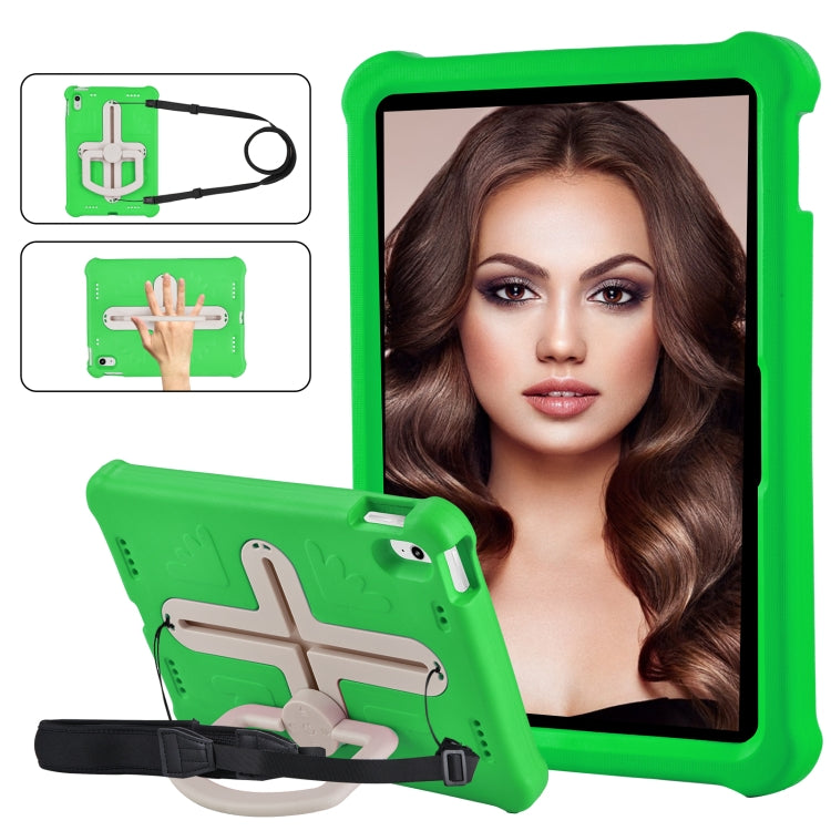 For iPad 2025 / 2022 Shield 360 Rotation Handle EVA Shockproof PC Tablet Case(Green Beige) by bashfashion