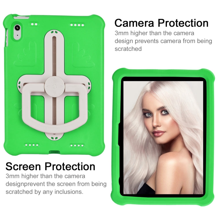For iPad 2025 / 2022 Shield 360 Rotation Handle EVA Shockproof PC Tablet Case(Green Beige) by bashfashion