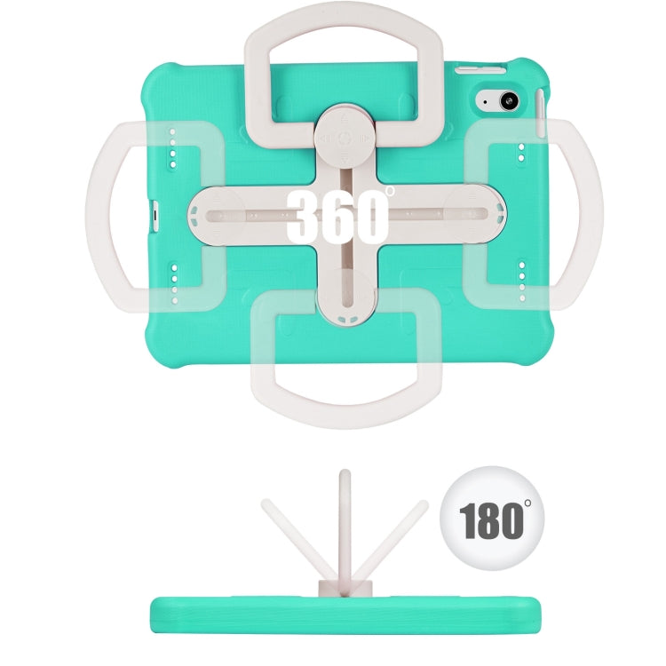 For iPad 2025 / 2022 Shield 360 Rotation Handle EVA Shockproof PC Tablet Case(Mint Green Beige) by bashfashion