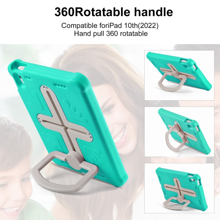 For iPad 2025 / 2022 Shield 360 Rotation Handle EVA Shockproof PC Tablet Case(Mint Green Beige) by bashfashion