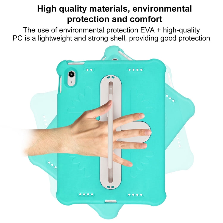 For iPad 2025 / 2022 Shield 360 Rotation Handle EVA Shockproof PC Tablet Case(Mint Green Beige) by bashfashion