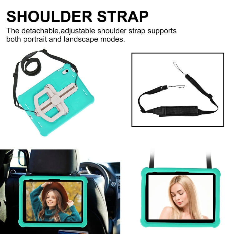 For iPad 2025 / 2022 Shield 360 Rotation Handle EVA Shockproof PC Tablet Case(Mint Green Beige) by bashfashion