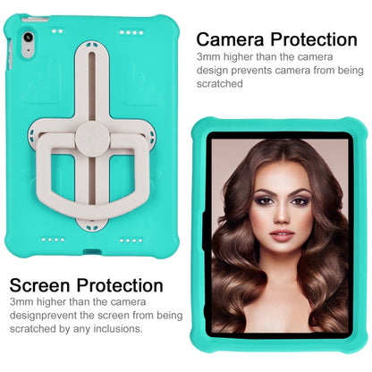 For iPad 2025 / 2022 Shield 360 Rotation Handle EVA Shockproof PC Tablet Case(Mint Green Beige) by bashfashion