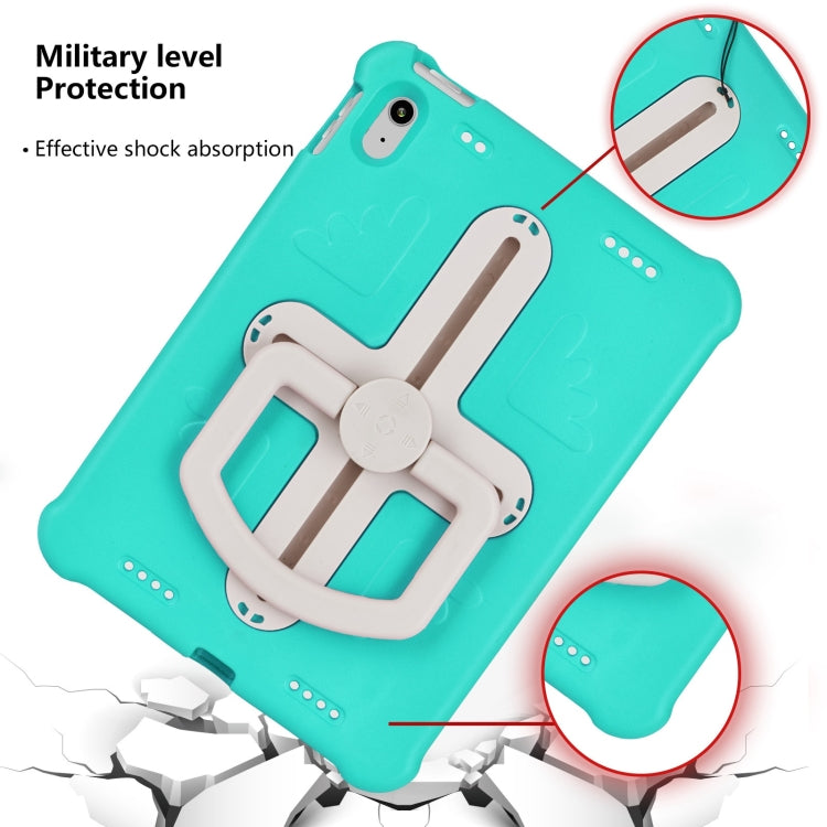 For iPad 2025 / 2022 Shield 360 Rotation Handle EVA Shockproof PC Tablet Case(Mint Green Beige) by bashfashion