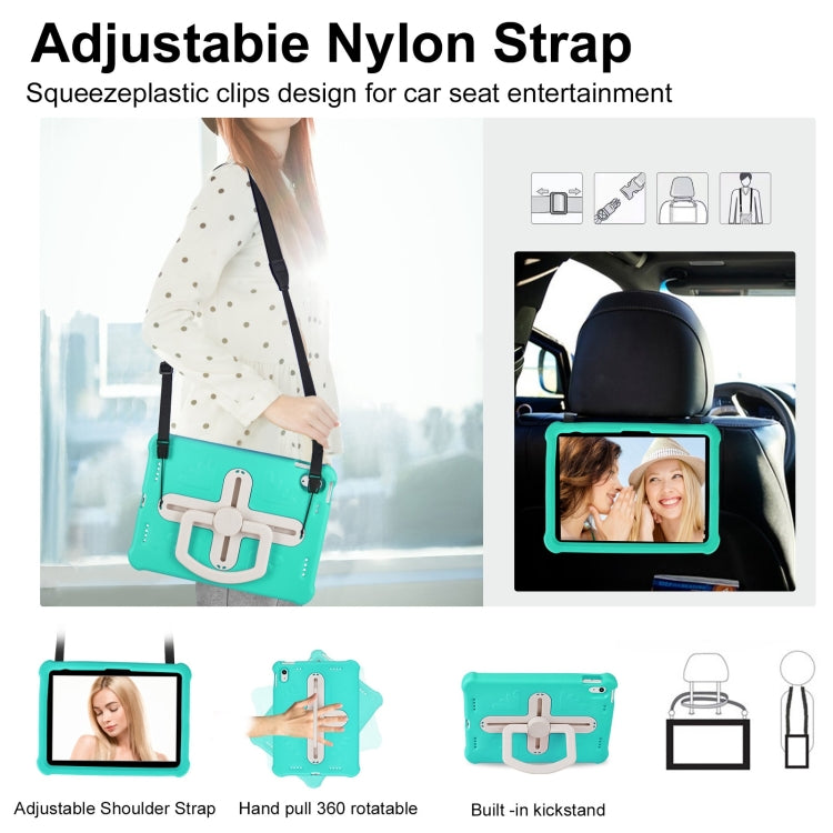 For iPad 2025 / 2022 Shield 360 Rotation Handle EVA Shockproof PC Tablet Case(Mint Green Beige) by bashfashion