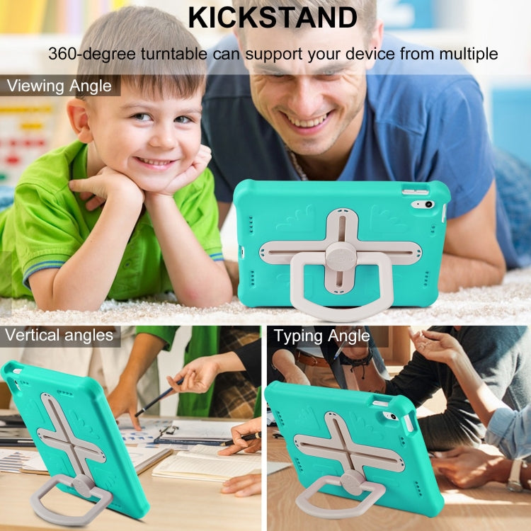 For iPad 2025 / 2022 Shield 360 Rotation Handle EVA Shockproof PC Tablet Case(Mint Green Beige) by bashfashion