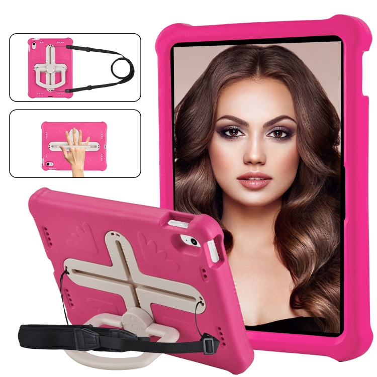 For iPad 2025 / 2022 Shield 360 Rotation Handle EVA Shockproof PC Tablet Case(Rose Red Beige) by bashfashion