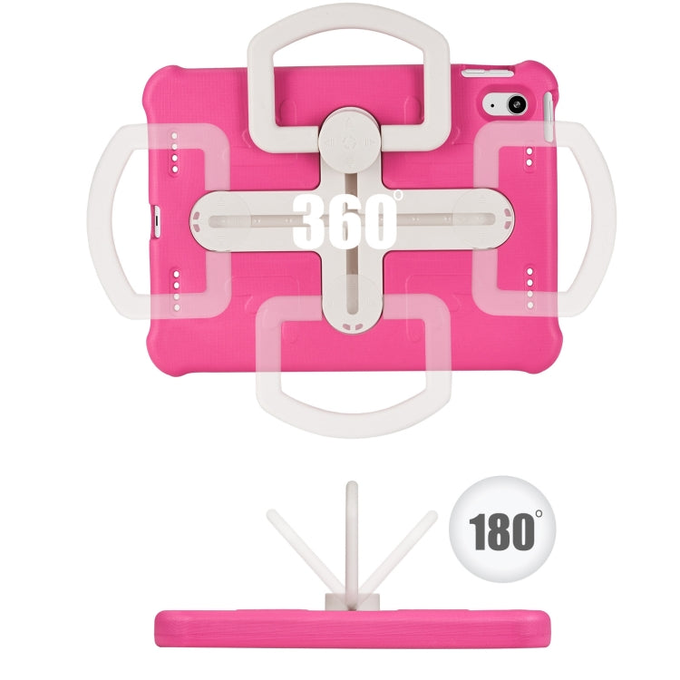 For iPad 2025 / 2022 Shield 360 Rotation Handle EVA Shockproof PC Tablet Case(Rose Red Beige) by bashfashion