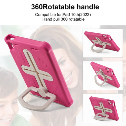 For iPad 2025 / 2022 Shield 360 Rotation Handle EVA Shockproof PC Tablet Case(Rose Red Beige) by bashfashion