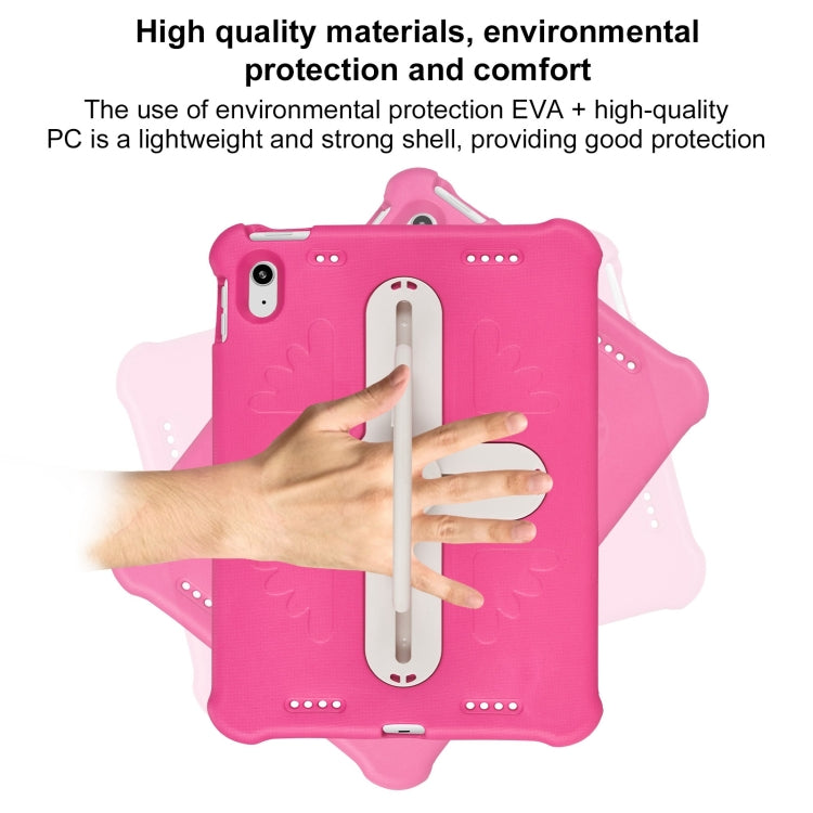 For iPad 2025 / 2022 Shield 360 Rotation Handle EVA Shockproof PC Tablet Case(Rose Red Beige) by bashfashion