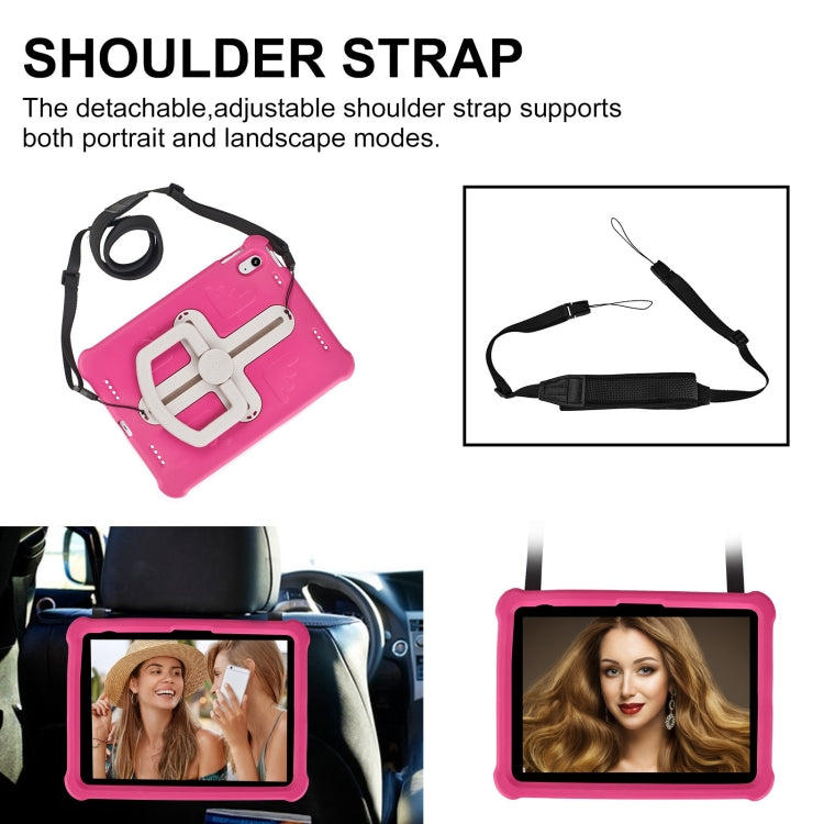 For iPad 2025 / 2022 Shield 360 Rotation Handle EVA Shockproof PC Tablet Case(Rose Red Beige) by bashfashion