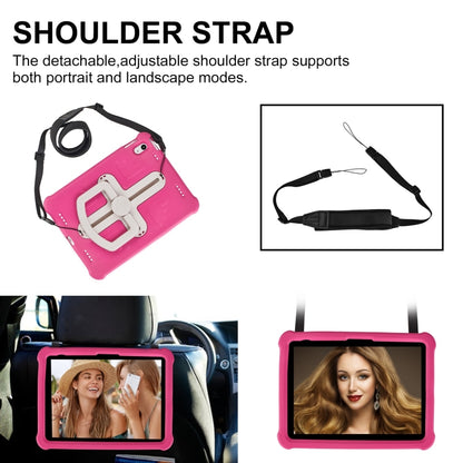 For iPad 2025 / 2022 Shield 360 Rotation Handle EVA Shockproof PC Tablet Case(Rose Red Beige) by bashfashion