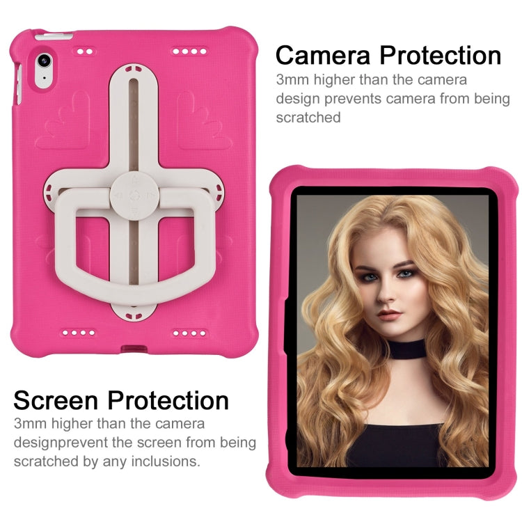 For iPad 2025 / 2022 Shield 360 Rotation Handle EVA Shockproof PC Tablet Case(Rose Red Beige) by bashfashion