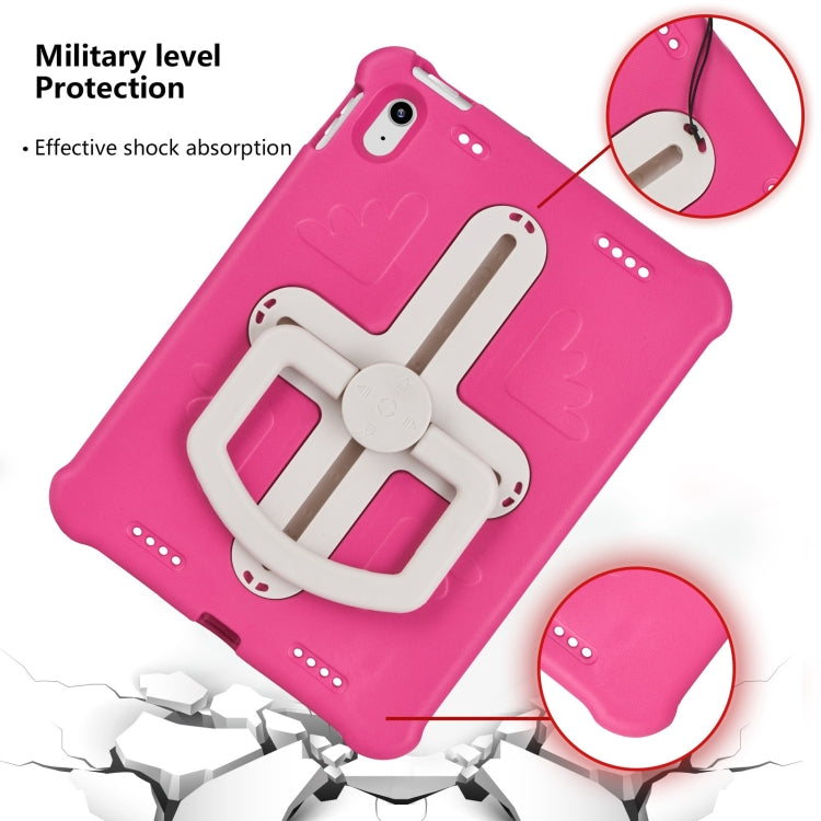 For iPad 2025 / 2022 Shield 360 Rotation Handle EVA Shockproof PC Tablet Case(Rose Red Beige) by bashfashion